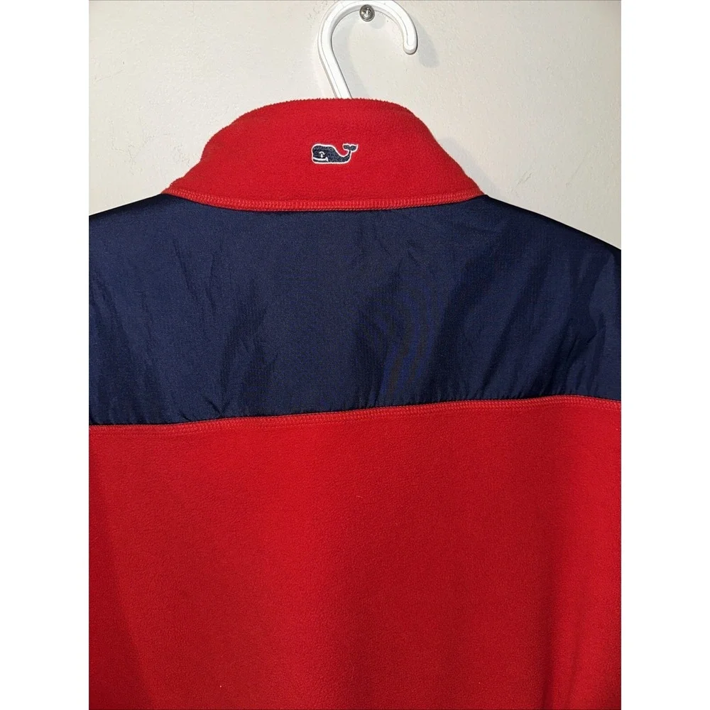 Vineyard Vines Full Zip Fleece Jacket Men's Red With Navy Blue Size XXL - Picture 11 of 11